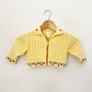 Vintage Lydia Jane Butter Yellow Embroidered Cardigan Sweater Baby 9M